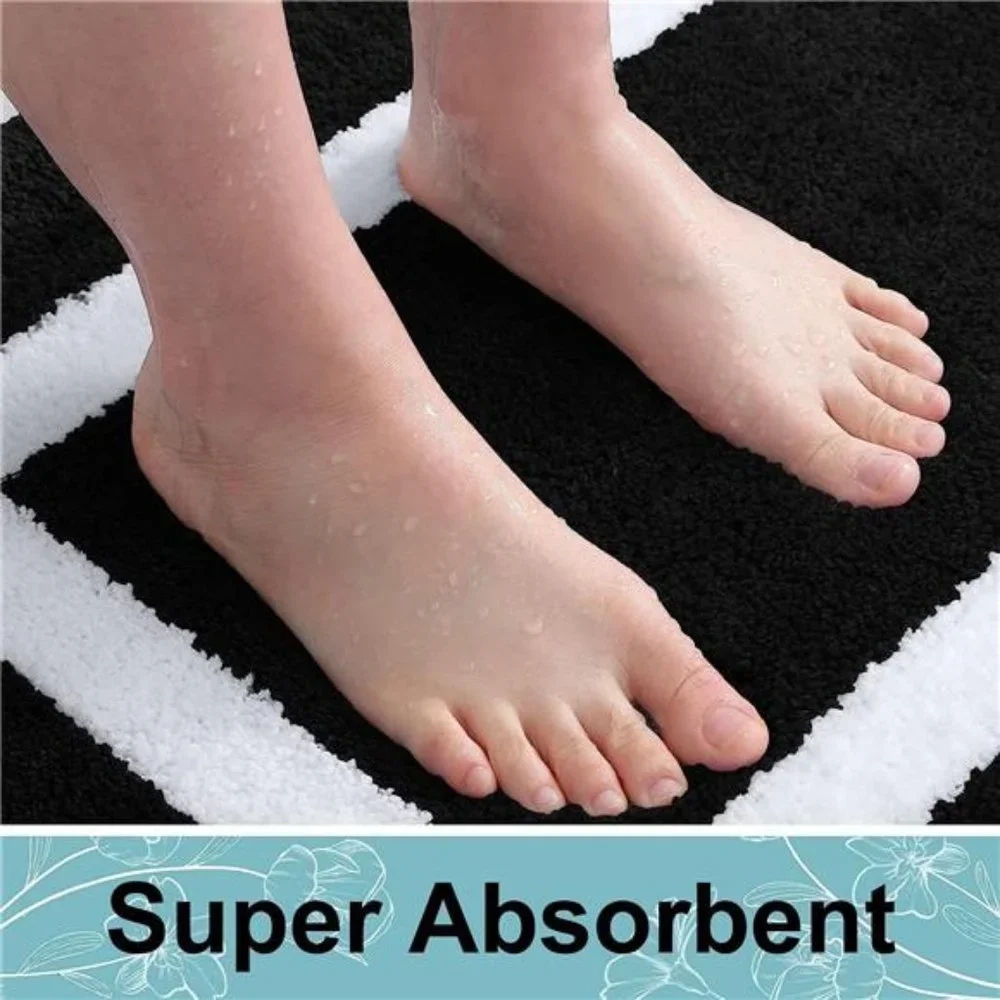 Bathroom Rugs Set 2 Pieces Soft Microfiber Bath Mat and U-Shaped Toilet Rug